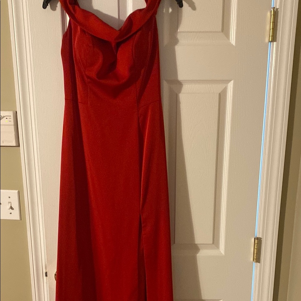 Red Cowl Neck Sleeveless Gown for Cocktail